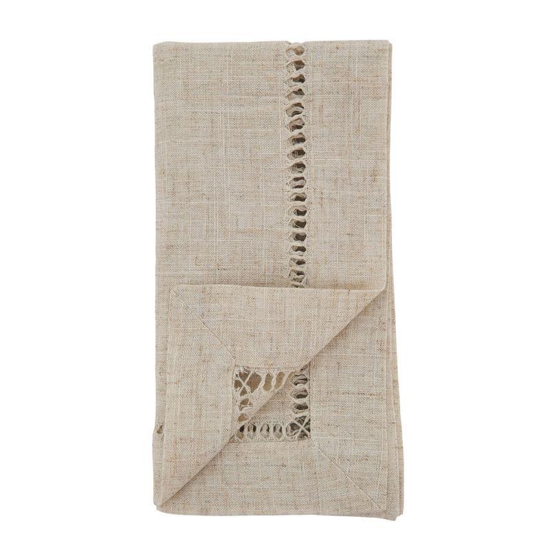 Saro Lifestyle Poly Linen Blend Table Napkins With Hemstitch Border