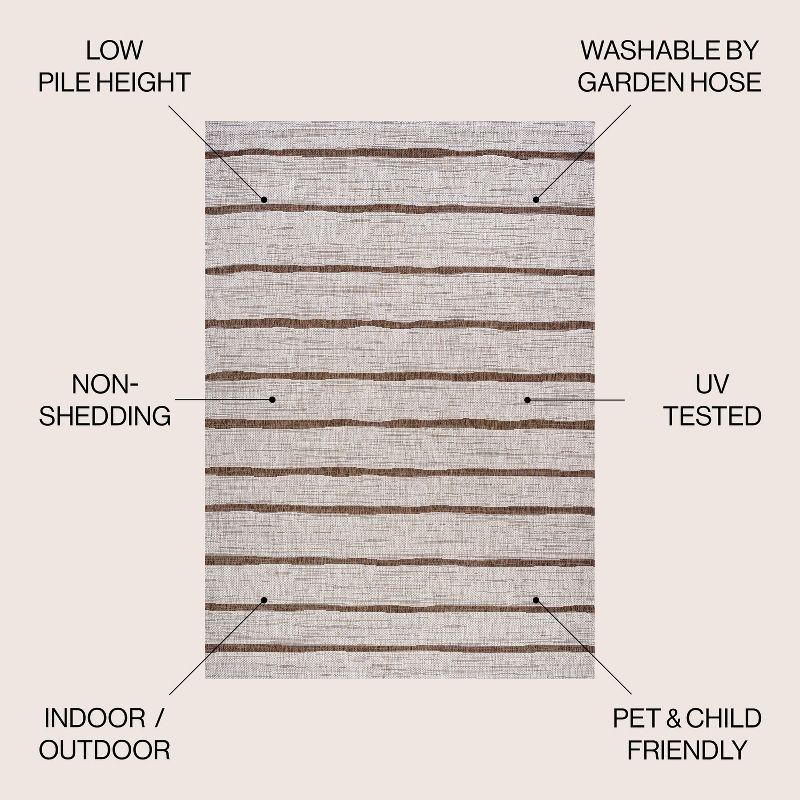 3'x5' Colonia Berber Stripe Indoor/Outdoor Area Rug, Beige/Brown - JONATHAN Y