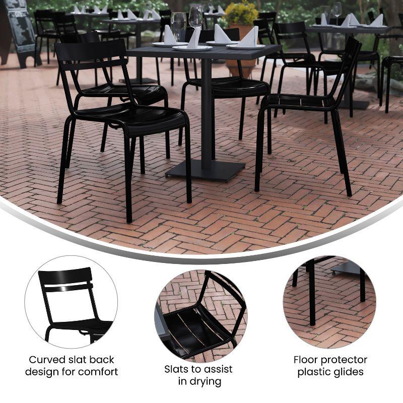 Flash Furniture Nash Commercial Grade Steel Stack Chair, Indoor-Outdoor Armless Chair with 2 Slat Back