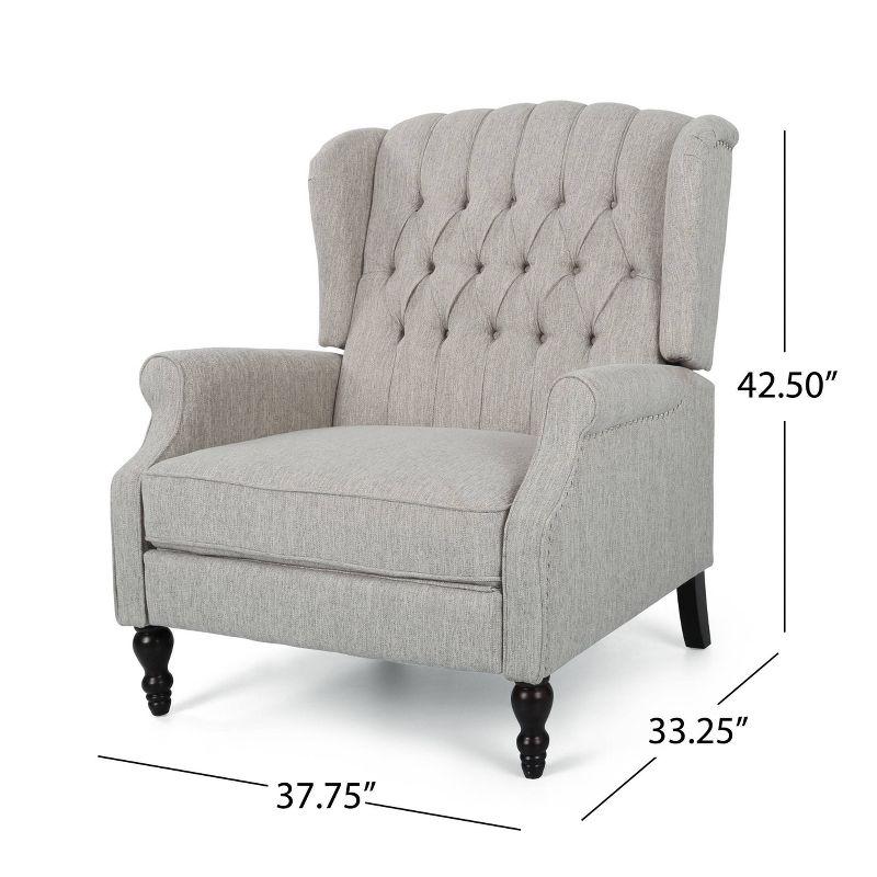 Apaloosa Oversized Wingback Press-Back Recliner Light Gray - Christopher Knight Home: Tufted, Nailhead Trim, Wood Legs