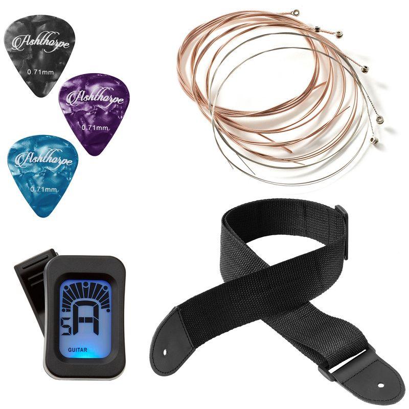 Ashthorpe 41-Inch Beginner Acoustic Guitar - Natural, Basic Starter Kit with Gig Bag and Accessories