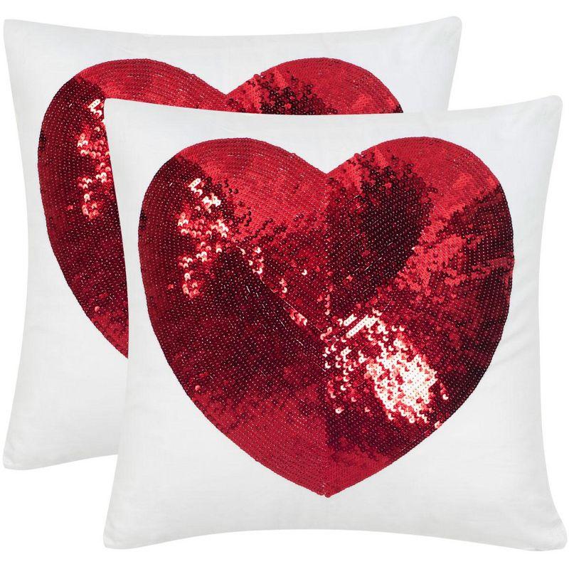 Red Contemporary Square Pillow Set with Feather Fill