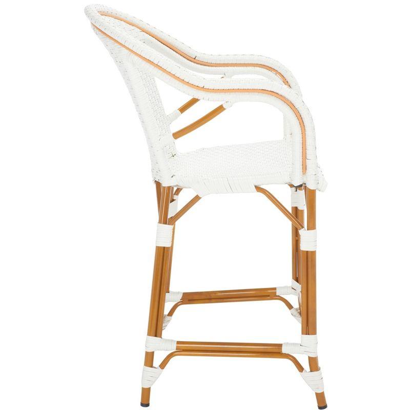 California Counter Stool With Arms - Indoor/Outdoor - PAT7533 - White - Safavieh