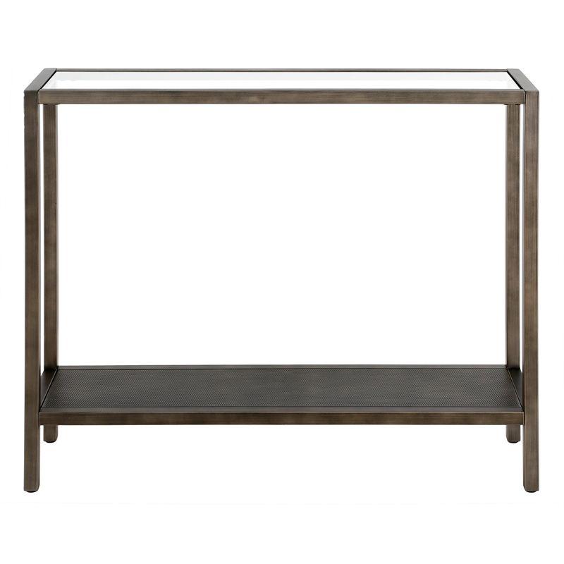 36"Industrial Metal Aged Steel/Console Table with Mesh Metal Shelf - Henn&Hart