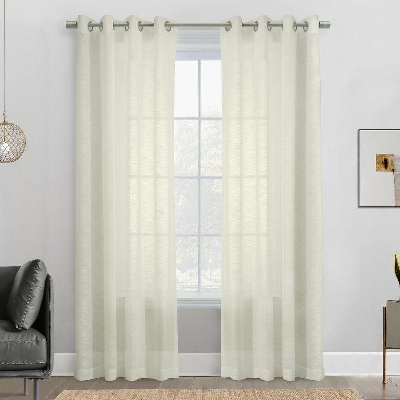 Habitat Boucle Sheer Premium Stylish and Functional Grommet Curtain Panel 52" x 95" Off White