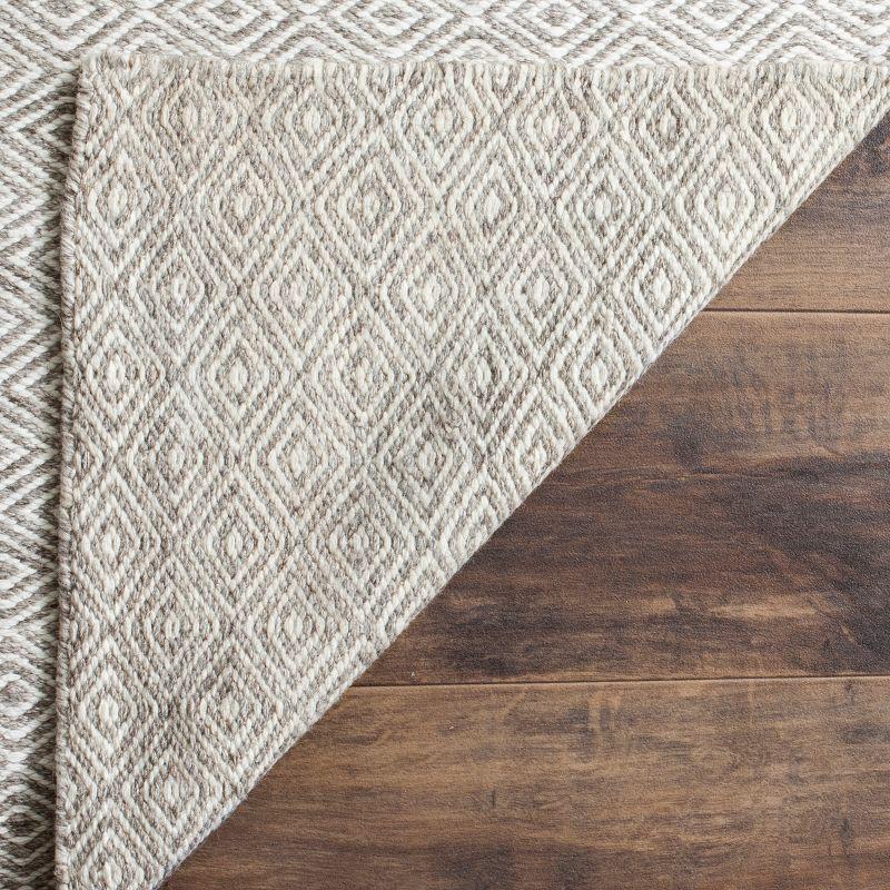 Ivory and Graphite Handwoven Wool Kilim Area Rug 5' x 8'