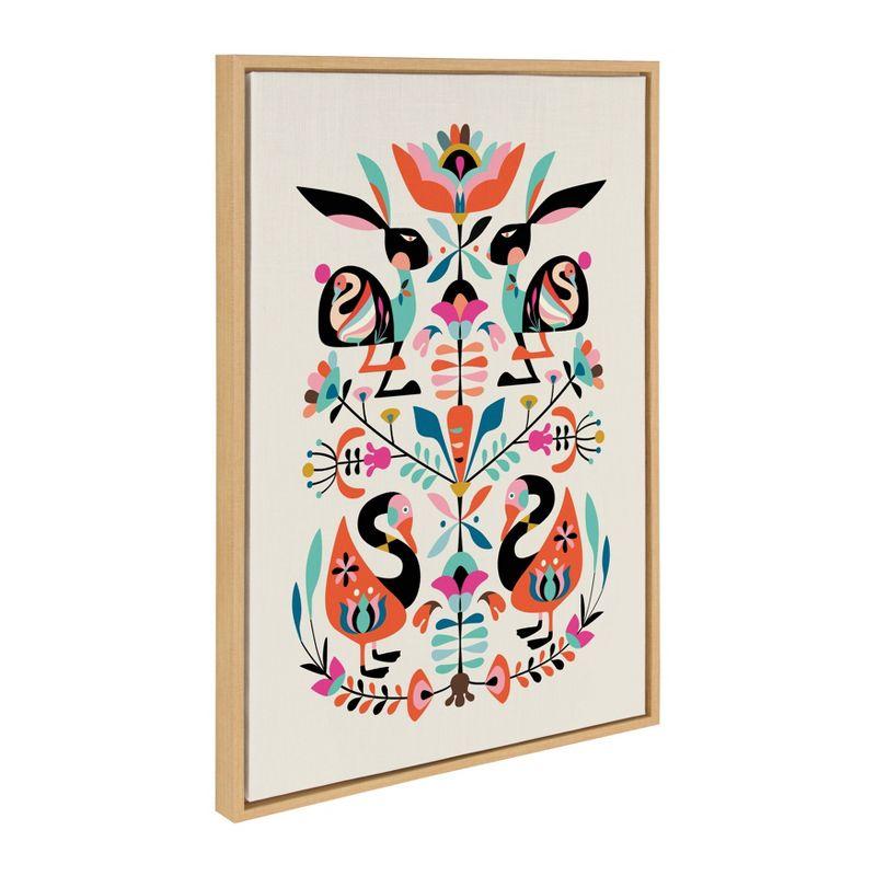 23" x 33" Sylvie Floral Bunny Framed Canvas Wall Art by Rachel Lee Natural - Kate and Laurel: Rachel Lee Design, Modern Decor