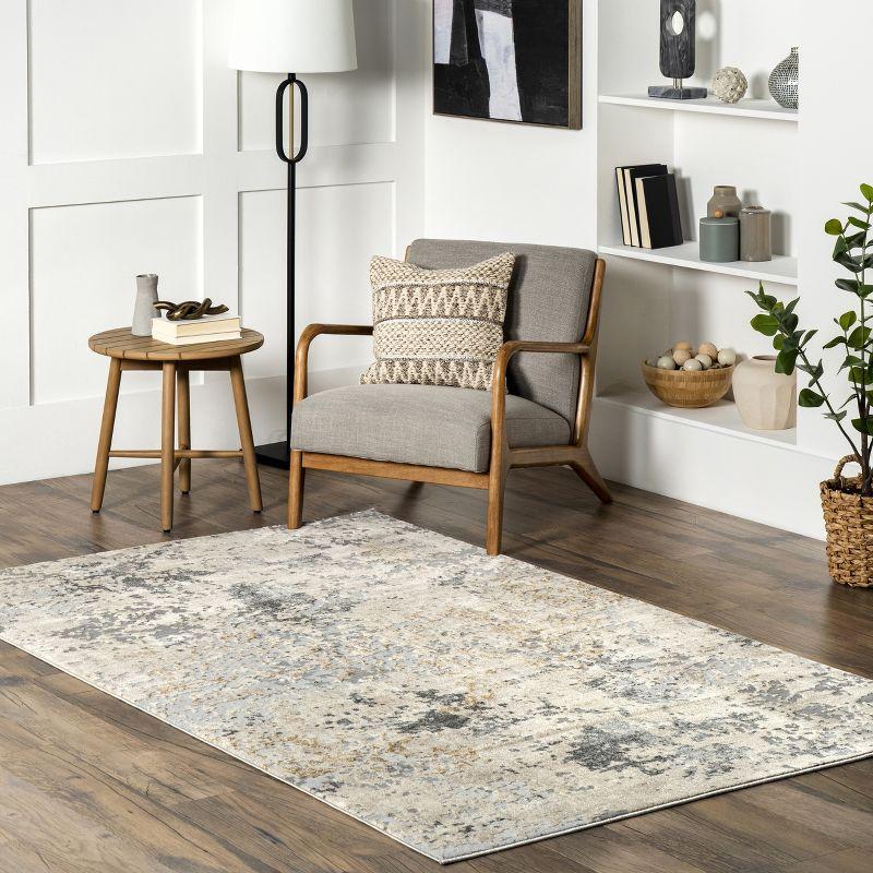 Chastin Gray Abstract 6' Square Synthetic Area Rug