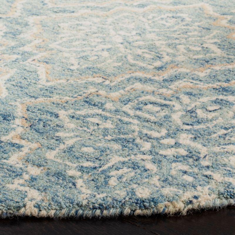 Abstract ABT201 Handmade Indoor Area Rug - Blue/Grey - 4' Round - Safavieh