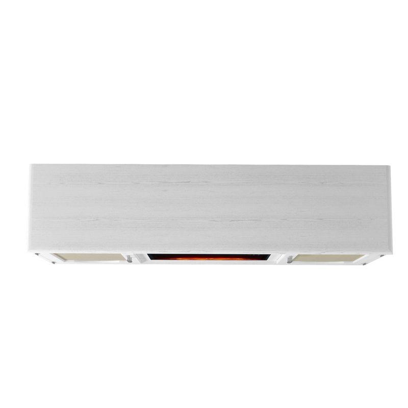 Fabric Style TV Stand for TVs up to 63'' with Electric Fireplace White - Festivo: Media Console, Storage Shelves