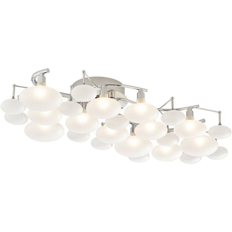 Possini Euro Design Lilypad Modern Ceiling Light Semi Flush Mount Fixture 30" Wide Chrome 12-Light Frosted Opal Glass for Bedroom Kitchen Living Room