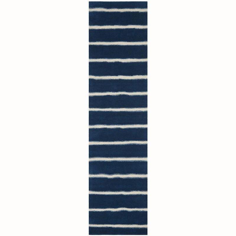 Martha Stewart Navy and White Wool Stripe Runner Rug