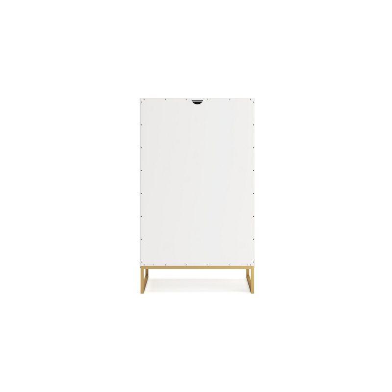 Signature Design by Ashley Socalle 5 Drawer Tall Dresser, White/Gold