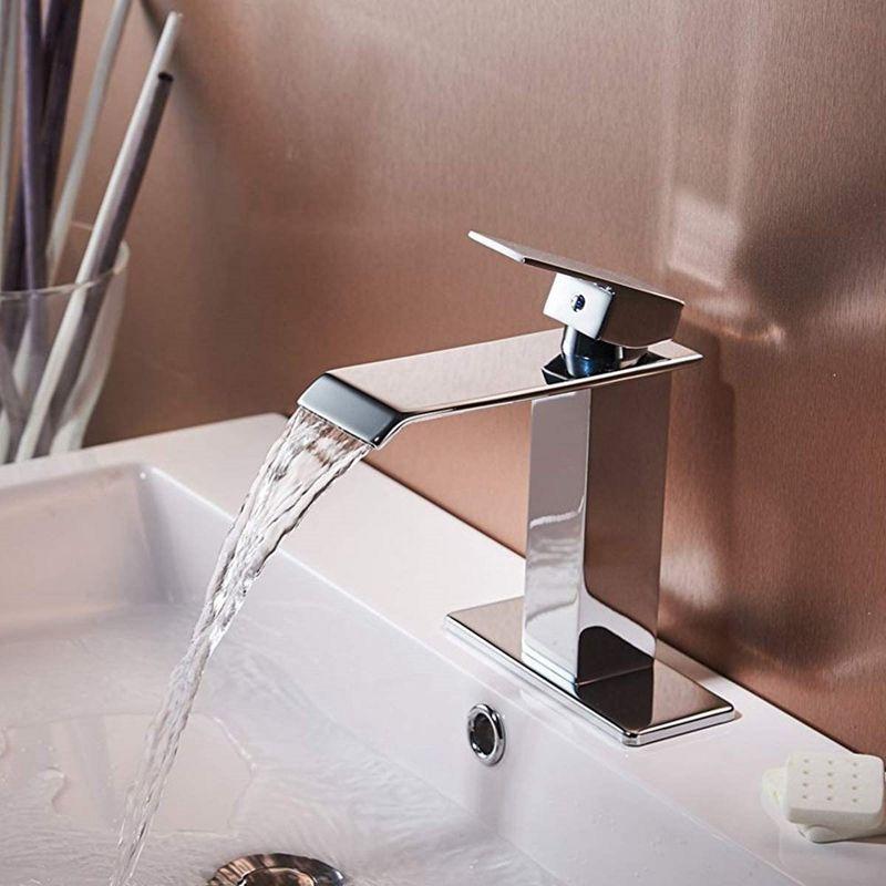 Polished Chrome Single-Handle Waterfall Bathroom Faucet