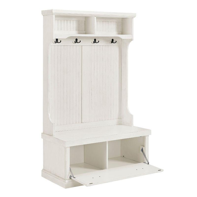 Seaside Solid Hardwood & Veneer Hall Tree in Distressed White