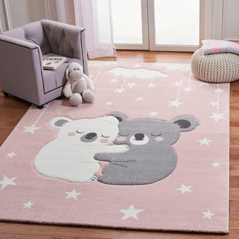 Carousel Kids  CRK195 Loomed Indoor Area Rug - Pink/White - 6'7"x9' - Safavieh