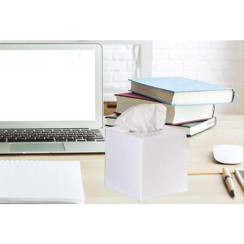 White Plastic Square Tissue Box Cover Set