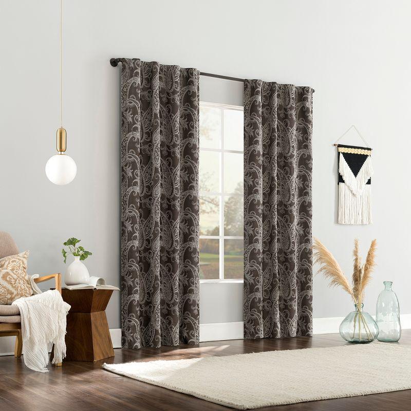 Sun Zero 100% Blackout Pedra Paisley Embroidery Back Tab Curtain Panel