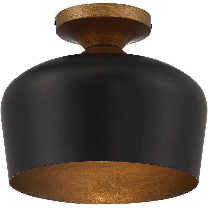 Matte Black and Gold Aluminum Modern Bowl Ceiling Light