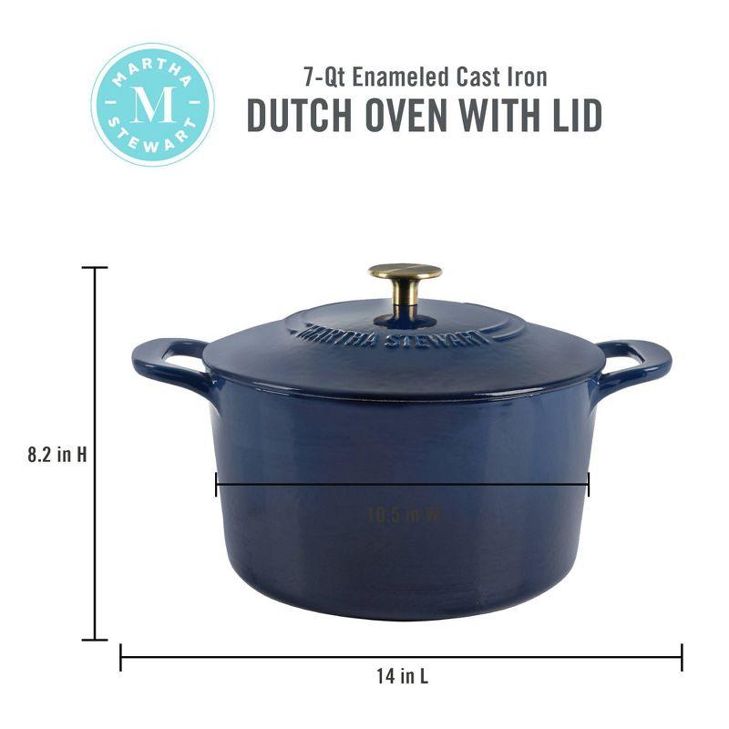 Martha Stewart Gatwick 7 qt. Cast Iron Round Dutch Oven with Lid