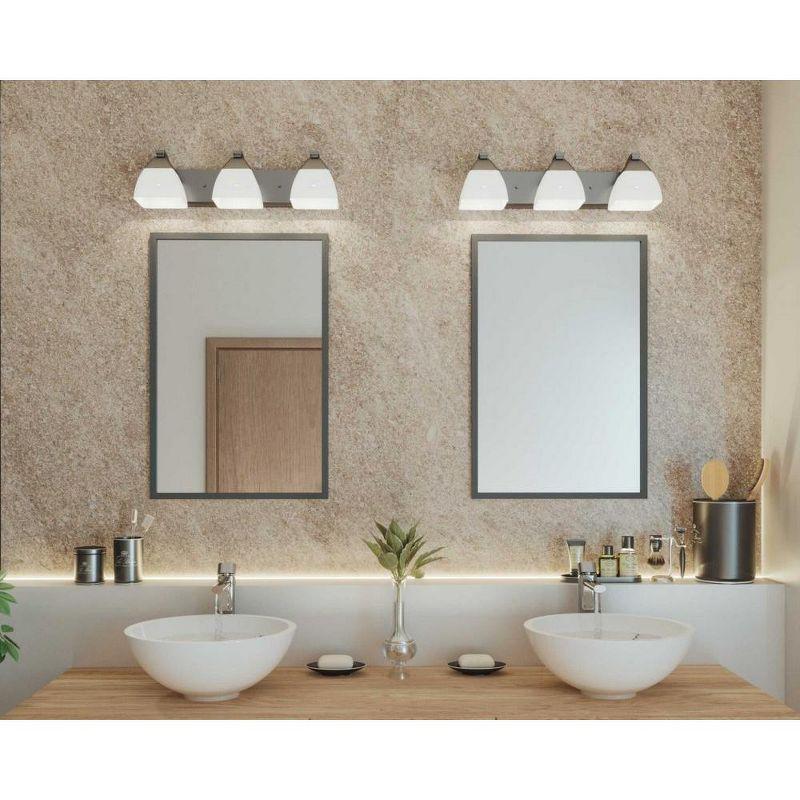 Progress Lighting, Appeal Collection, 3-Light Bath Vanity, Brushed Nickel, Etched White Glass Shades