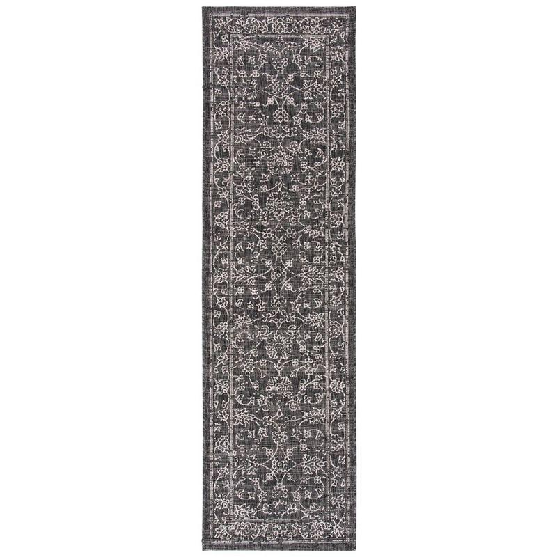 Courtyard CY8680 Power Loomed Indoor and Outdoor Runner Rug - Black/Ivory - 2'3"x6'7" - Safavieh
