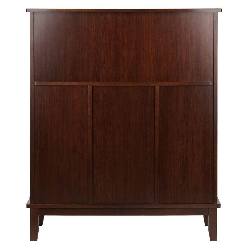 Beynac Wine Bar Cappuccino - Winsome: Storage Cabinet, Stemware Rack, Buffet Hutch