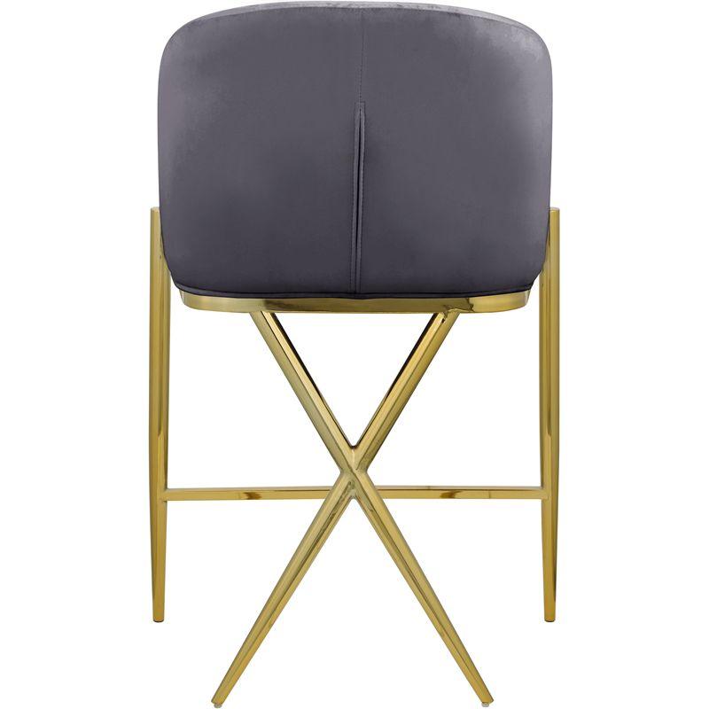 Meridian Furniture Xavier Gray Velvet Counter Stool with Gold Metal Legs