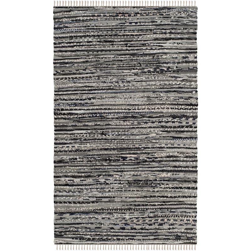 Rag Accent Rug RAR128 Hand Woven Accent Rug - Grey - 2'6"x4' - Safavieh.