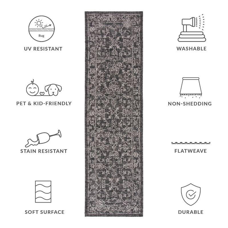 Courtyard CY8680 UV & Stain Resistant Non-Shedding Power Loomed Indoor/Outdoor Runner Rug - Black/Ivory - 2'3"x6'7" - Safavieh