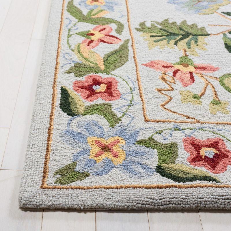 Chelsea Gray Hand-Hooked Wool Floral Square Area Rug