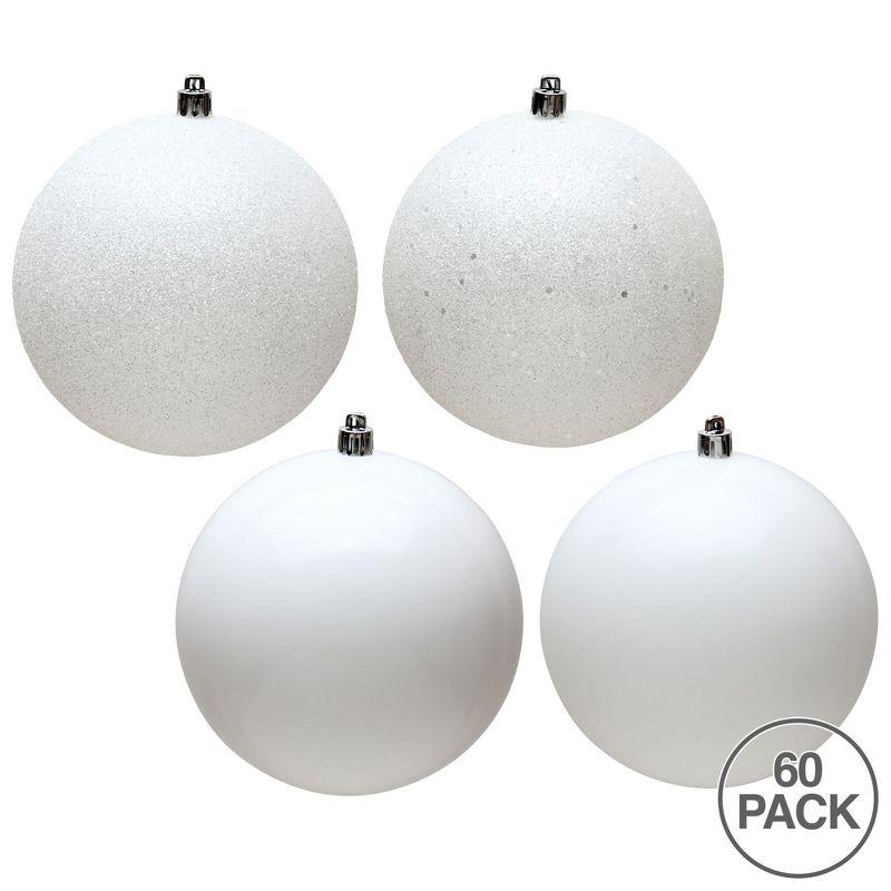 White Shatterproof Plastic Ball Ornaments Set, 2.4 inches