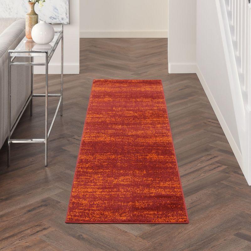 Nourison Essentials 2' x 6' Red Modern Indoor/Outdoor Rug