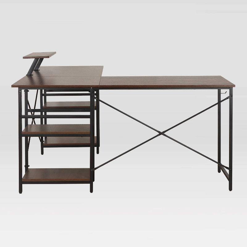Inbox Zero Techni Mobili L-Shape Industrial Desk With Storage Shelves | Wayfair