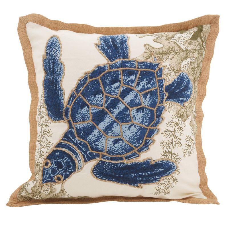 20"x20" Oversize 'I See Sea Turtles' Down Filled Square Throw Pillow Blue - Saro Lifestyle