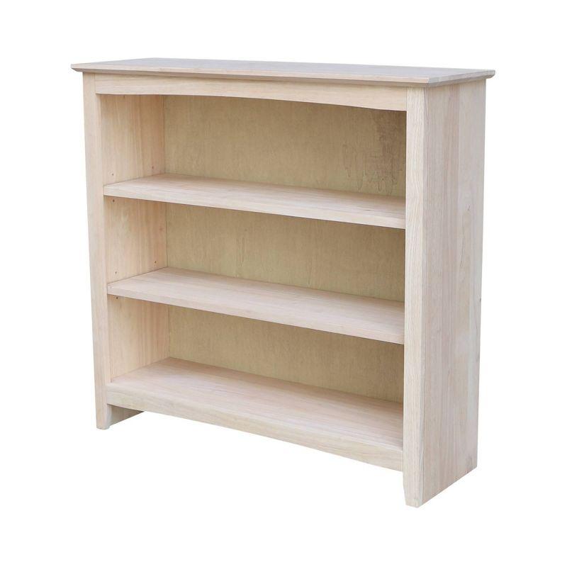 36"x38" Shaker Bookcase Unfinished - International Concepts: Rubberwood, 3 Fixed Shelves, Enclosed Back