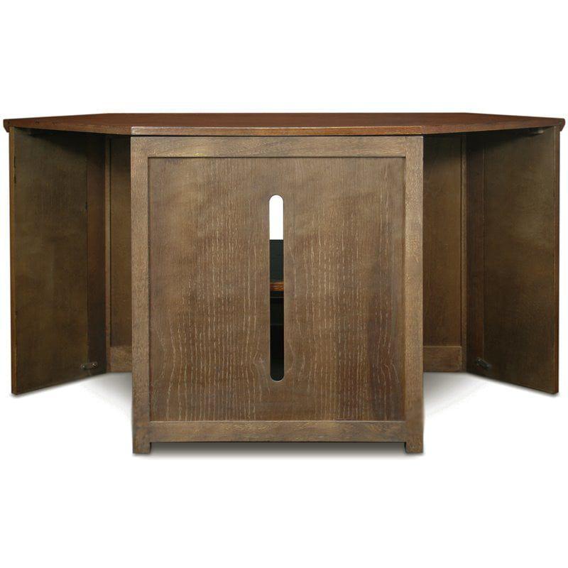 Mission Oak 46" Corner TV Stand with Glass Door Cabinet