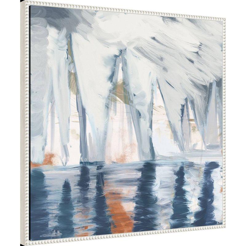 30"x30" Sailboats in The Mist II by Dan Meneely Framed Canvas Wall Art Print White - Amanti Art: Isabelle Z Style, Modern Decor