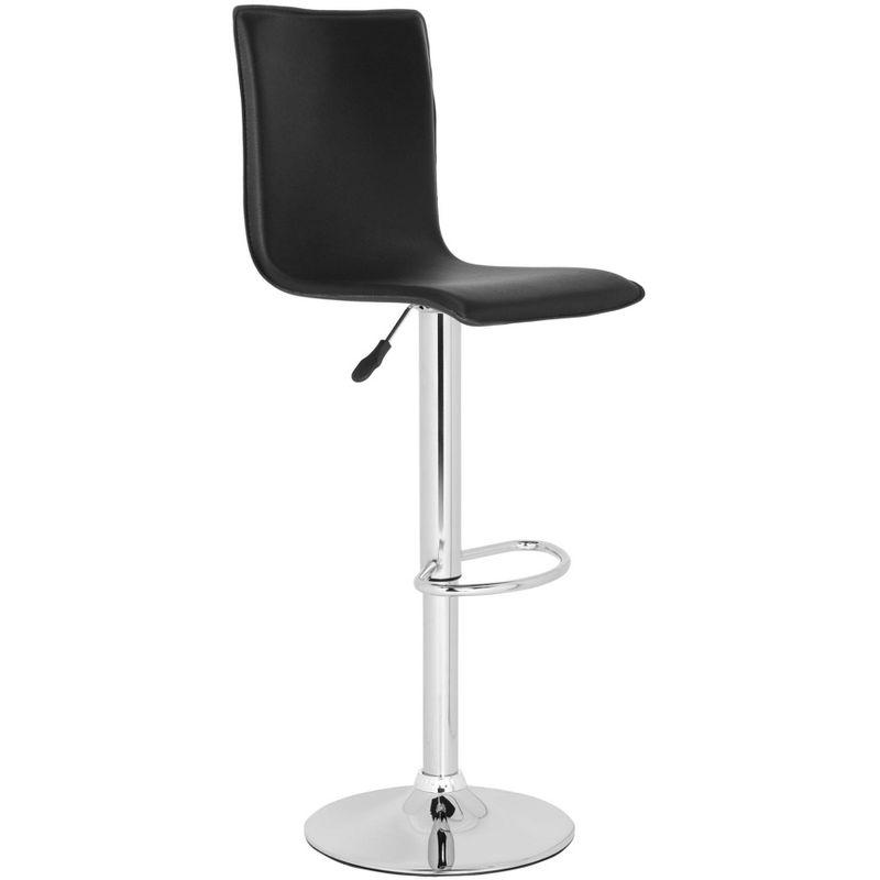 Magda Black Adjustable Swivel Bar Stool with Chrome Frame