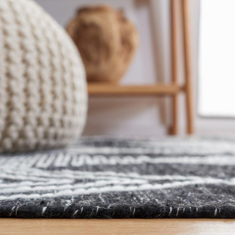 Black and Ivory Diamond Kilim Flat Weave Wool Rug