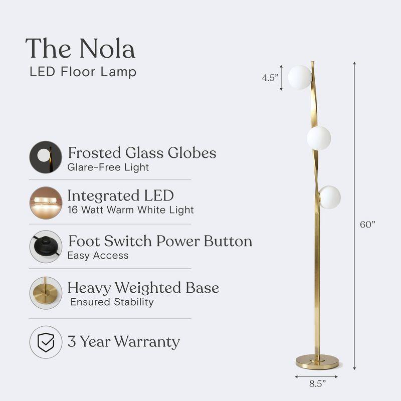 Brightech Nola 60 in. Industrial 3-Way Dimming LED Floor Lamp with 3 Glass Globe Shades