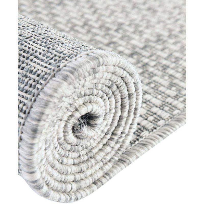 Modern Outdoor Solid Light Gray 7'x10' Synthetic Area Rug