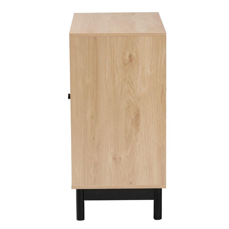 Baxton Studio Cherelle Mid-Century Modern Light Brown and Black 2-Door Storage Cabinet