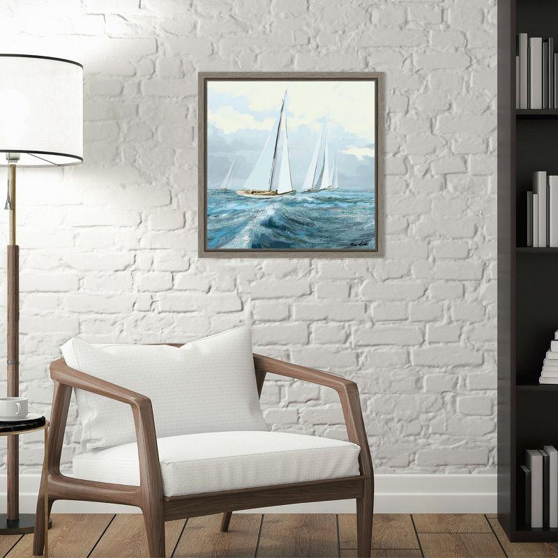 Amanti Art Sailing Ships III by Rick Novak Canvas Wall Art Print Framed 16 x 16-in.