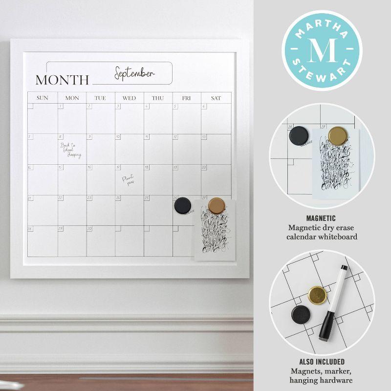 Thomas Martha Stewart Magnetic Monthly Calendar Dry Erase Board with Woodgrain Frame, Dry Erase Marker, and 2 Magnets