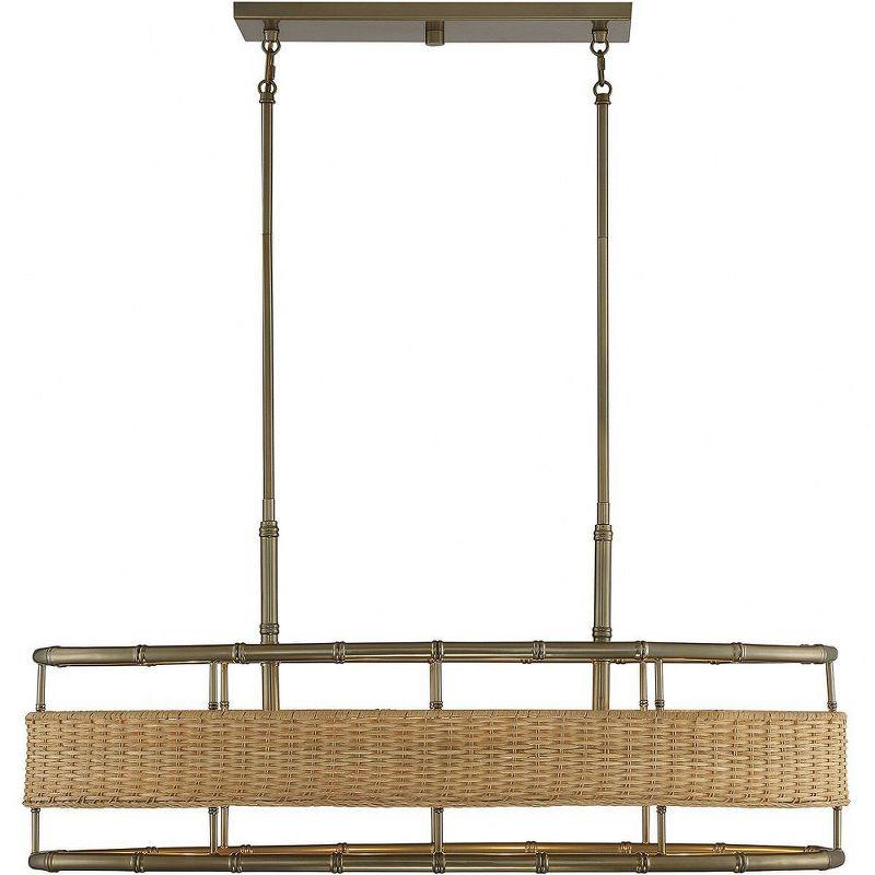 Savoy House Arcadia 4 - Light Chandelier in  Warm Brass/Natural Rattan