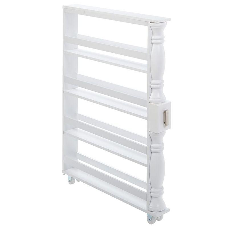 The Lakeside Collection Slim Rolling Can and Spice Racks - White