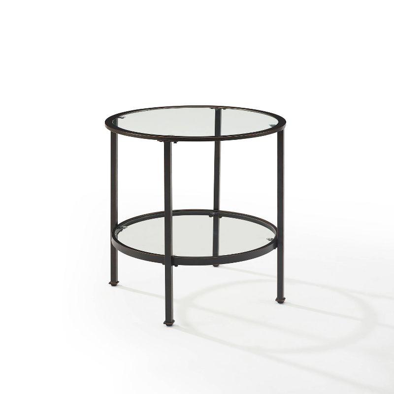 Aimee Black Metal and Glass Round Side Table