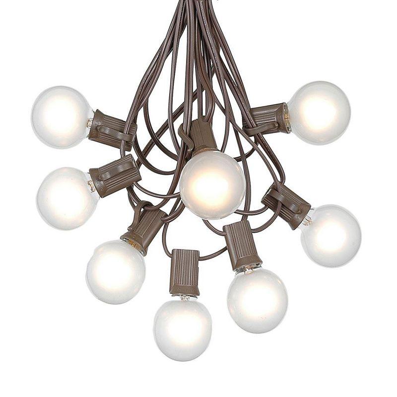 Novelty Lights 100 Feet Frosted White G40 Globe Outdoor Patio String Lights, Brown Wire