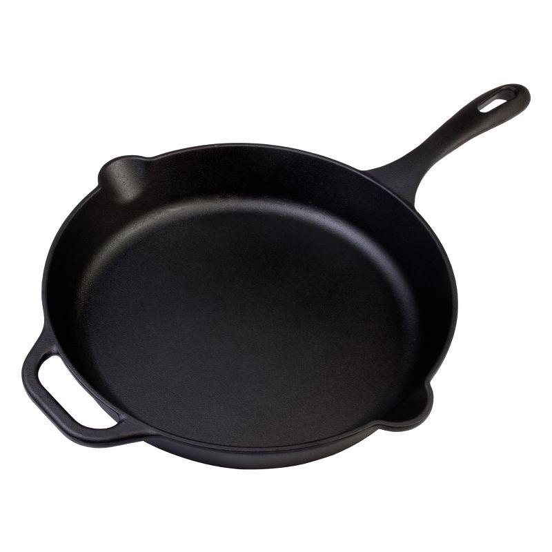 Victoria Seasoned 12" Cast Iron Skillet with Helper Handle: Preseasoned, Oven-Safe, 12 Inch, Long Handle, Lifetime Warranty